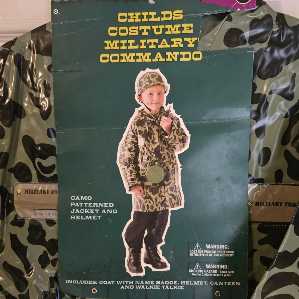 Childs Military Commando Costume Set Camouflage Patterned Jacket OSFM